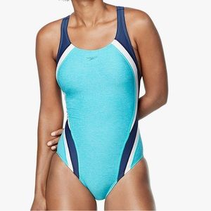 New Women’s Speedo Creora Highclo Quantum Splice High Cut Solid Swimsuit